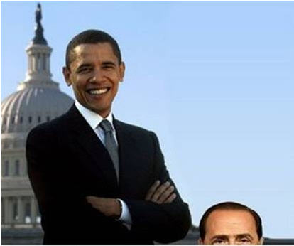 BARACK OBAMA (sinistra) SILVIO BERLUSCONI (destra) RENATO BRUNETTA (al centro)