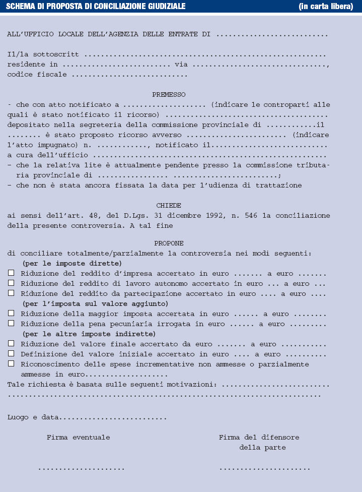 Schema di domanda in carta semplice