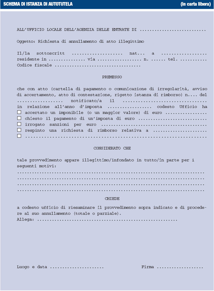 di domanda in carta semplice